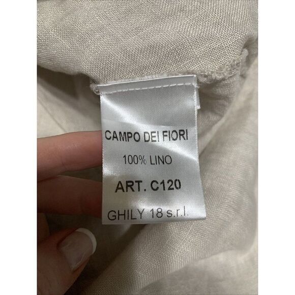 campo de fiori womens solid beige 100% linen tank midi dress medium large Italy - Picture 5 of 6